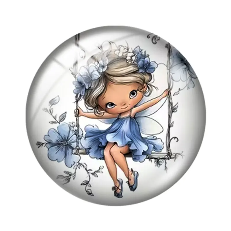Blue little girl 12/18/20/25mm glass cabochon  bracelet pendant rings for jewelry demo earrings back Making findings