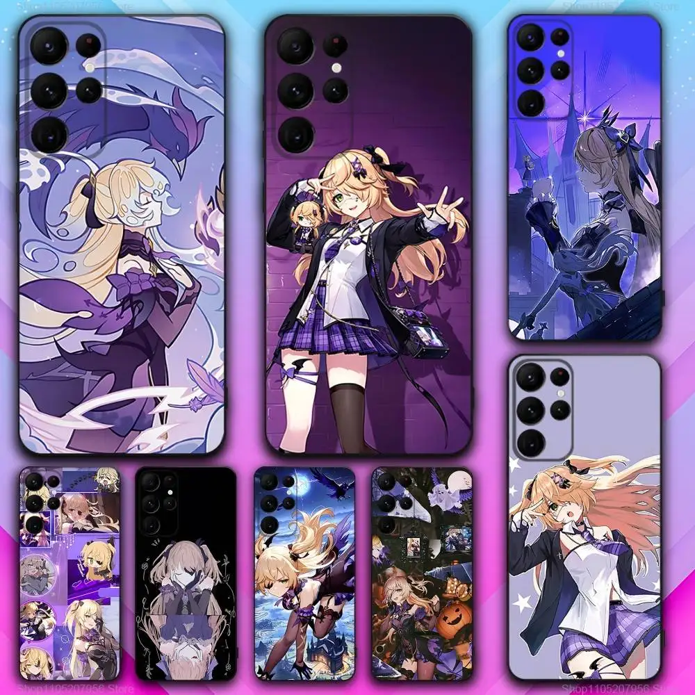 

Fischl G-Genshin Game Black Soft Skin-friendly For Samsung S20,S21,S22,S23,Fe,S24,S25,S30,Lite,5G,Ultra,Plus Phone Case