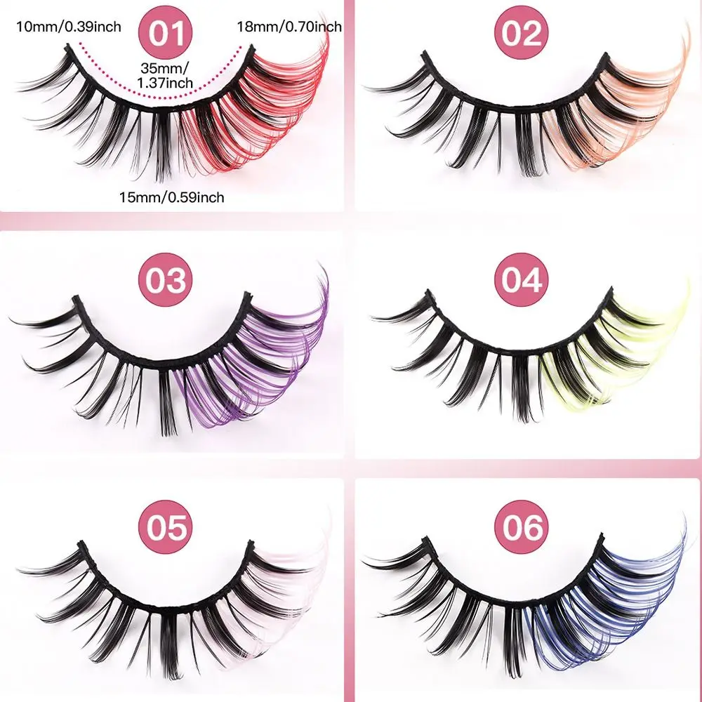 7 Pairs Colored False Eyelashes Eyelash Extension Curled Thick Fluffy Eye Eyelashes Natural Colored Eye Tail 3D Mink Lashes