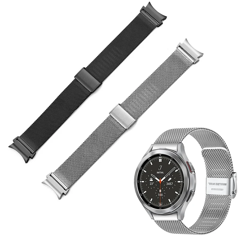 ไม่มีช่องว่าง Milanese สําหรับ Samsung Galaxy Watch 5 Pro 45 มม./4 คลาสสิก 42 มม.46 มม.ตาข่ายโลหะสําหรับ Galaxy Watch 5/4 40 มม./44 มม.