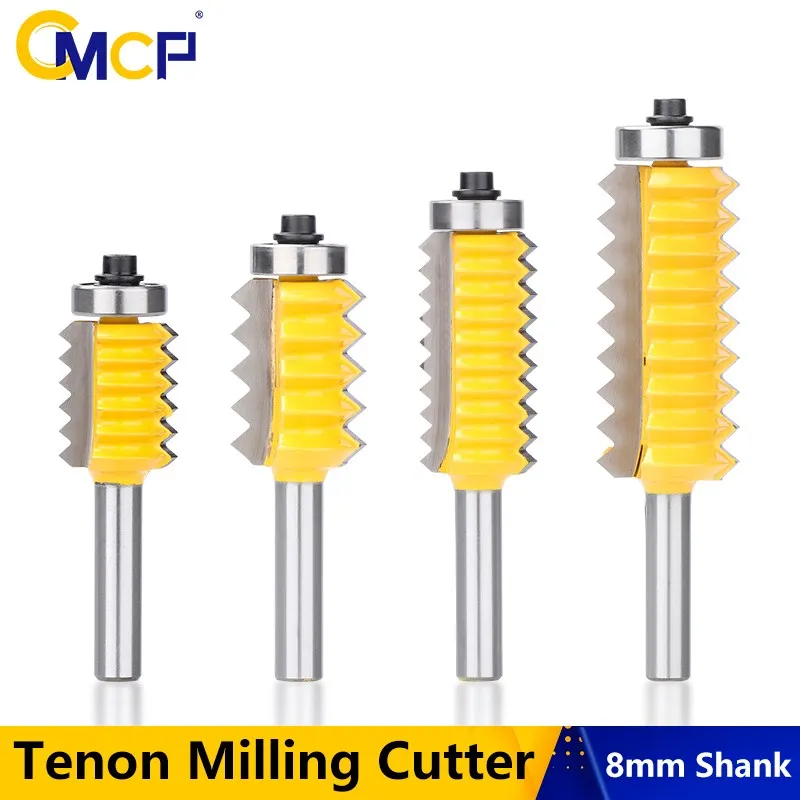 CMCP Tenon Milling Cutter 8mm Shank Finger Joint Glue Milling Cutter Raised Panel V joint Router Bits Wood Engraving Cutters