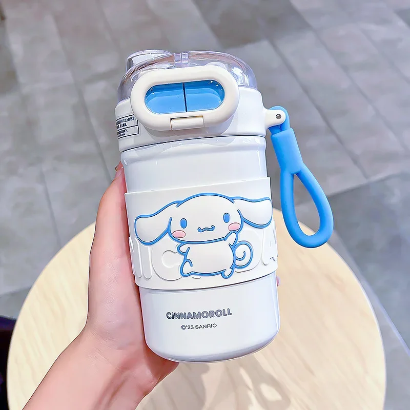 Kawaii Sanrio Water Bottle Kuromi Cinnamoroll Cartoon Anime Cup Cover Water Bottle Straw Drinking Cup Cute Gift Water Cup