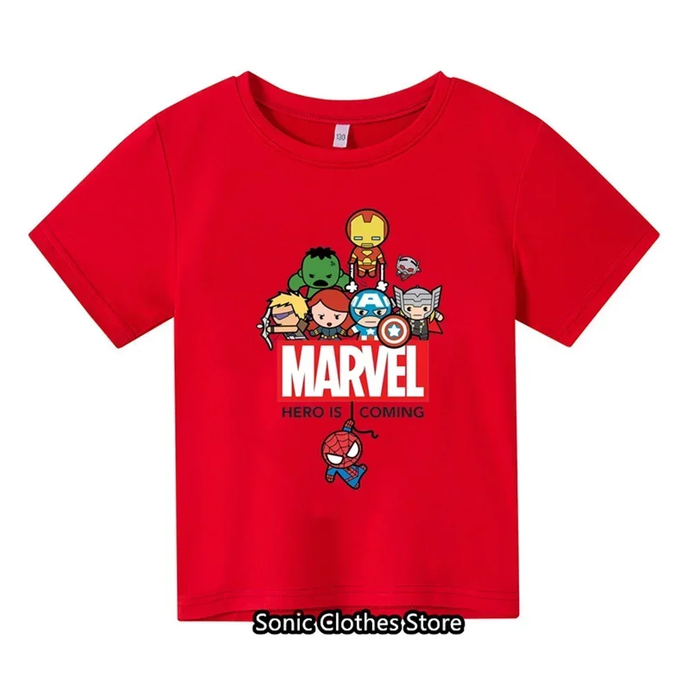 Spider Man Cartoon Boys and Girls 3-14 Year Old Children\'s Printed T-shirt Children\'s Summer Short sleeved Casual T-shirt Top