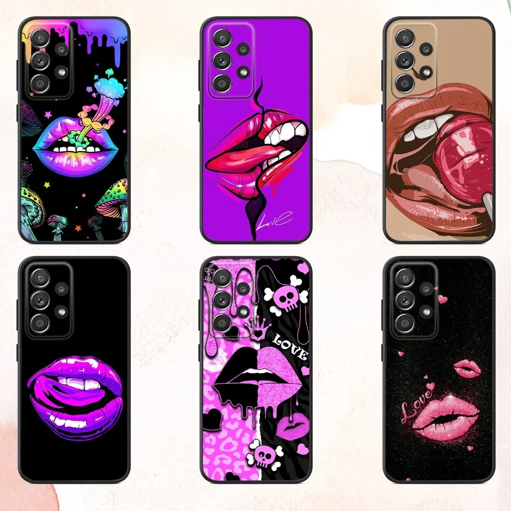 

Love Lips Phone Case For Samsung S25,S24,S21,S22,S23,S30,Ultra,S20,Plus,Fe,Lite,Note,10,9,5G Black Cover