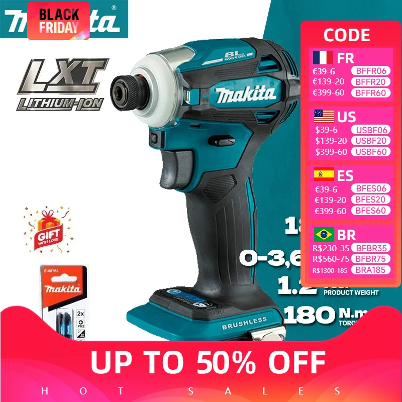 MAKITA DTD172Z Cordless Driver Bare Tools 18V LXT BL Brushless Motor Wood/Bolt/T-Mode Impact Driver Makita Power Tools DTD172