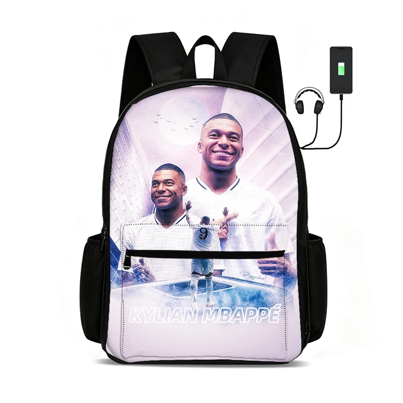 Football Star Knapsack M-Mbappe Backpack Learn, Travel School Bags Large Capacity Bags Football Sport Student Rucksack