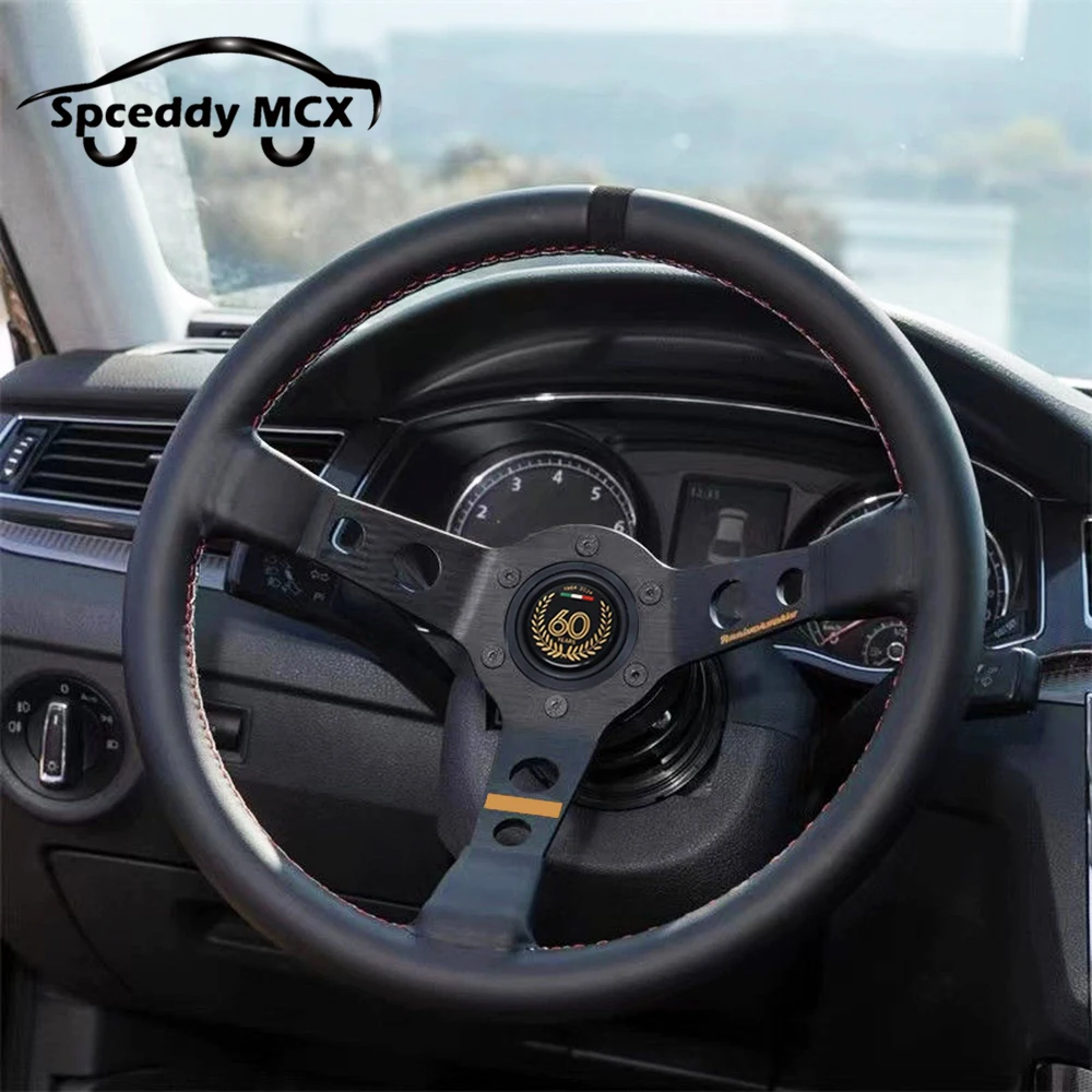 

Spceddy NEW MO 60th Anniversary Sim Racing Steering Wheel 14inch 350mm Real Leather Concave Drift Game Universal