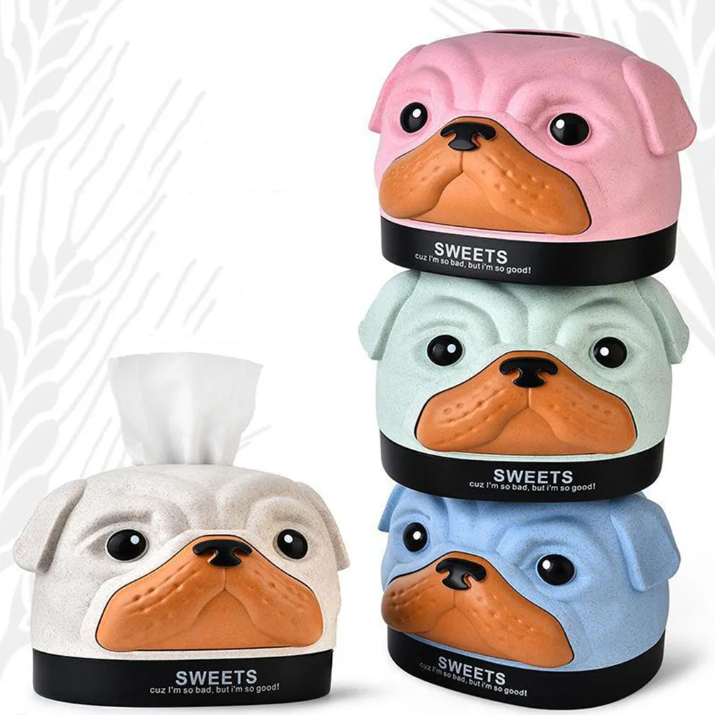 

Cute Bobby Dog Shape Tissue Box Cover Holder Premium Pp Wheat Fiber Smooth Edges Paper Storage Organizer Stylish