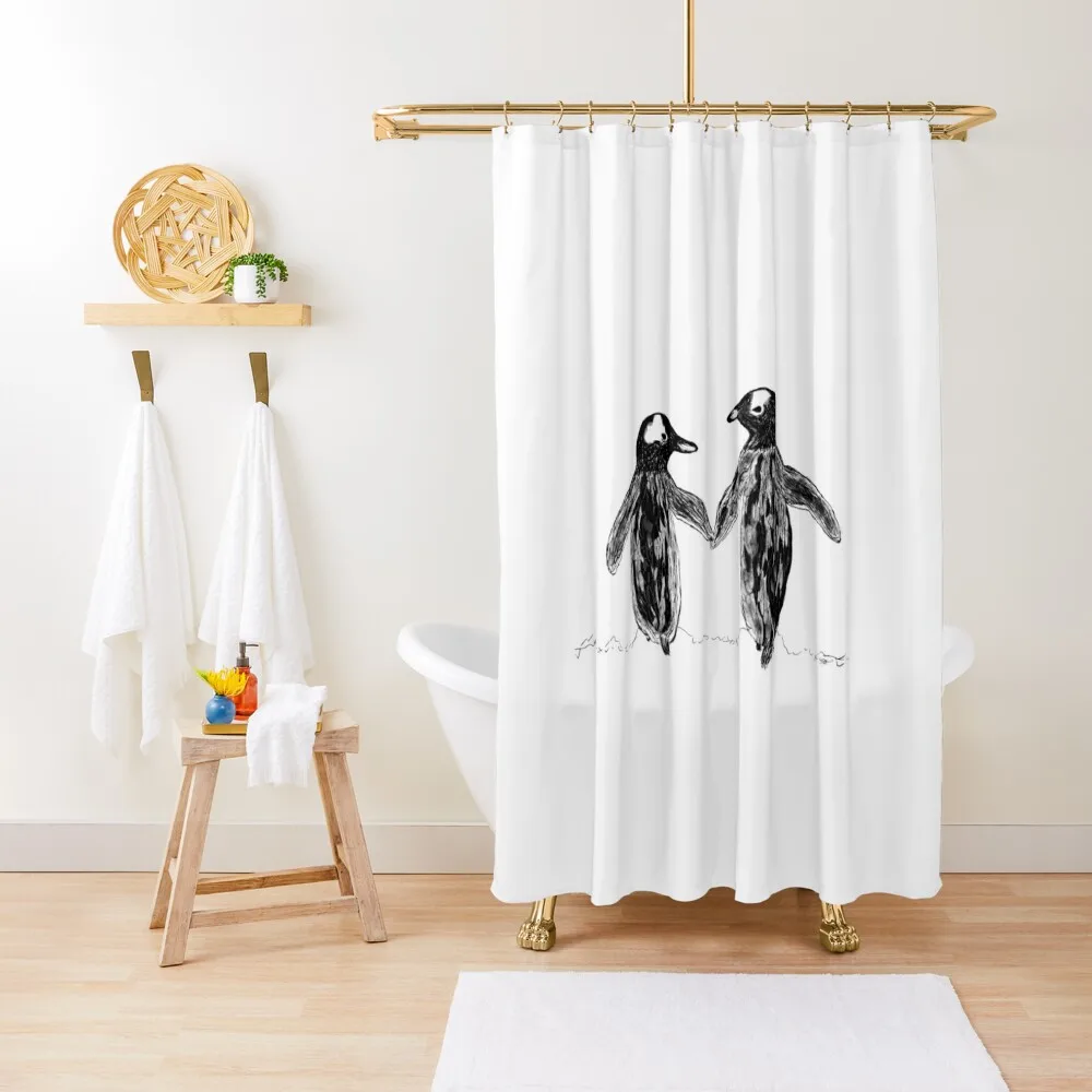 Penguin lovers Shower Curtain Waterproof Shower Curtain And Anti-Mold