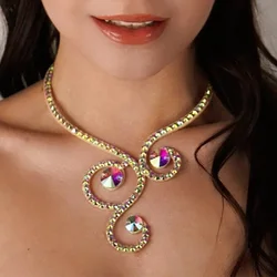 Stonefans AB Colorful Rhinestone Choker Necklace Jewelry for Women Boho 2024 Belly Dance Crystal Necklace Wedding Jewelry Part