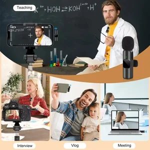 Wireless Lapela Microphone for Live Transmission/Youtube/Tiktok/Facebook Live Noise Reduction Microphone for iPhone/Android 8 Main Sales Lapela Microphone - №1