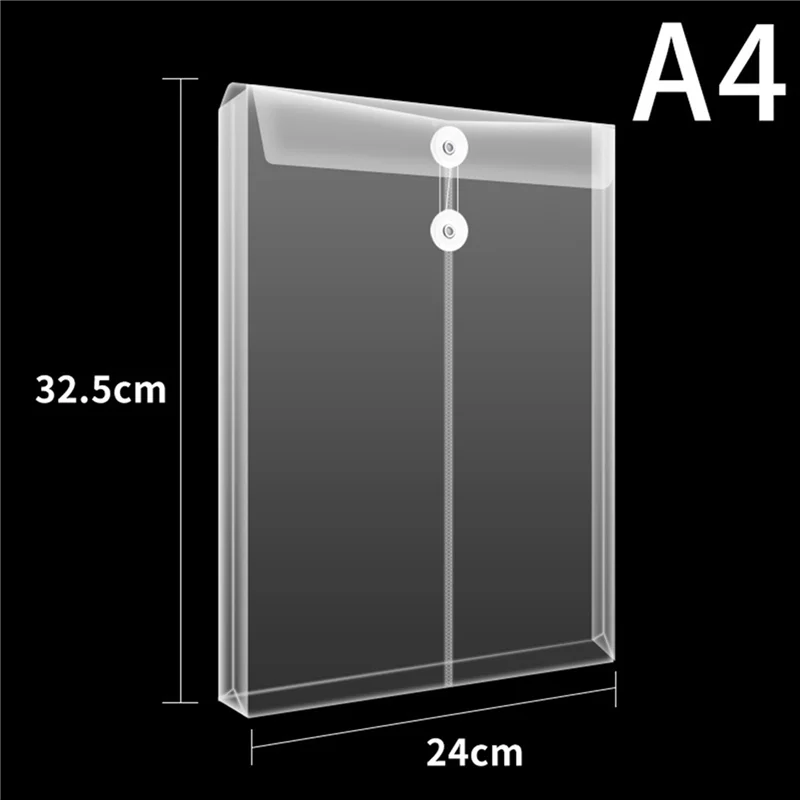 A34M-24er-Pack durchsichtige Kunststoffumschläge, Poly-Umschläge, erweiterbare Akten, Dokumentenordner mit Knopf- und Schnürverschluss A4