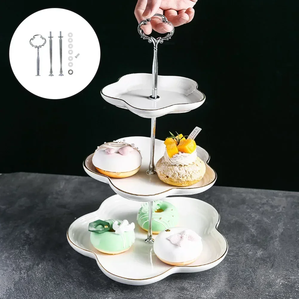 2/3 Layers Tier Cake Plate Stand Cupcake Fittings Silver Golden Cake Pan Holder For Cake Fruit Holder DIY Wedding Home Decor