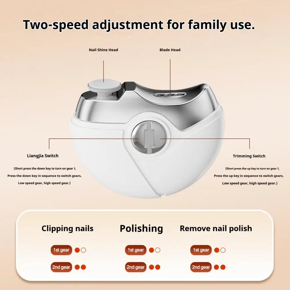 3-in-1 Nail Trimmer 3-in-1 Electric Nail Clipper Kit Adjustable Speed Automatic Nail Trimmer for Kids Adults Baby Manicure