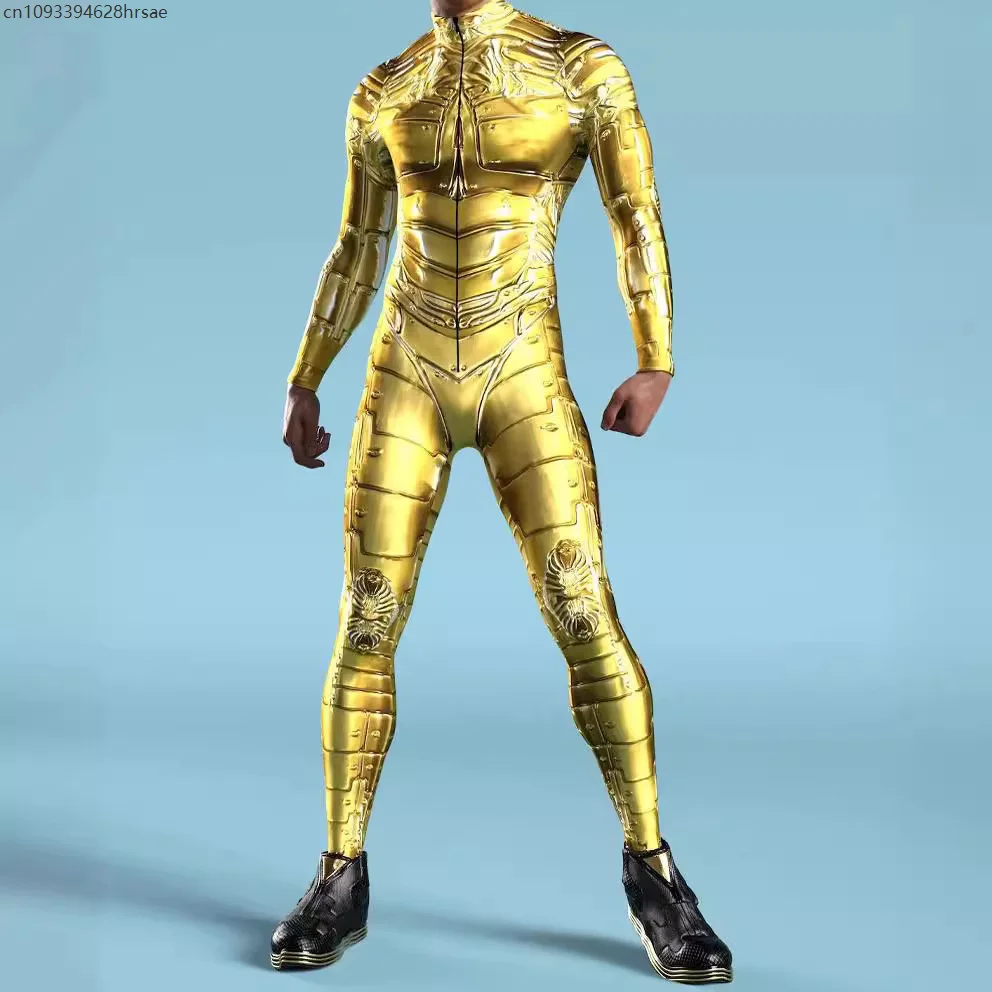 

Futuristic Mechanical Armour Jumpsuit Cool Fighter Cosplay Bodysuit 3D Printed Steampunk Costume Party Shows Men Zentai Suit