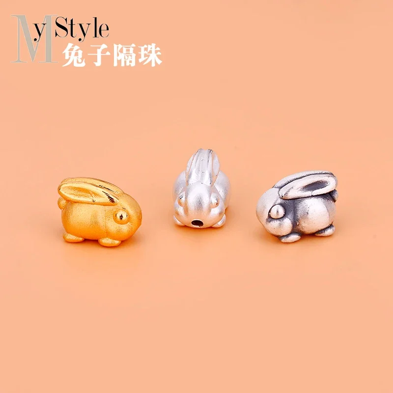 S999 foot Silver 3D hard silver partition BEAD VINTAGE rabbit bead hand made DIY material Bracelet hand rope knitting accessorie