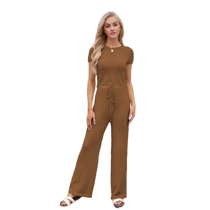 

FX-женские летние комплекты из 2 предметов, топы с короткими рукавами и цветными блоками, спортивный костюм, облегающие брюки, одинаковый комплект, комплекты для отдыха, 2025