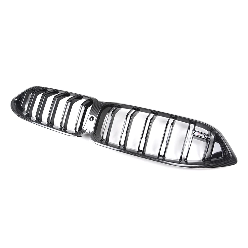 Dry Carbon Fiber Gloss Black Double Slats Front Bumper Grille Fit For Bmw 2020 2021 2023 F91 F92 F93 M8 Grill