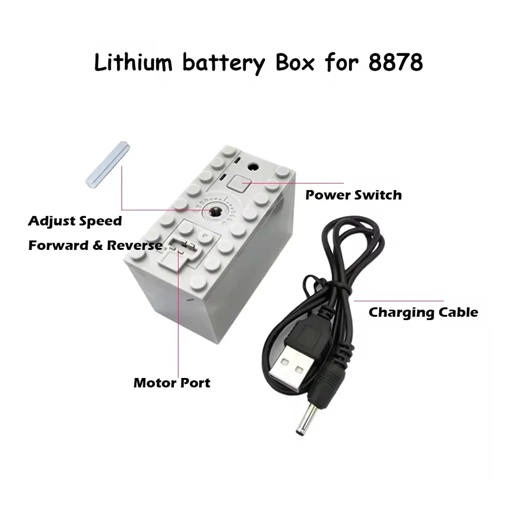 Caja de batería de litio recargable MOC PF herramienta de potencia multifunción ajuste de velocidad del Motor del tren del coche para bloques de construcción 8878