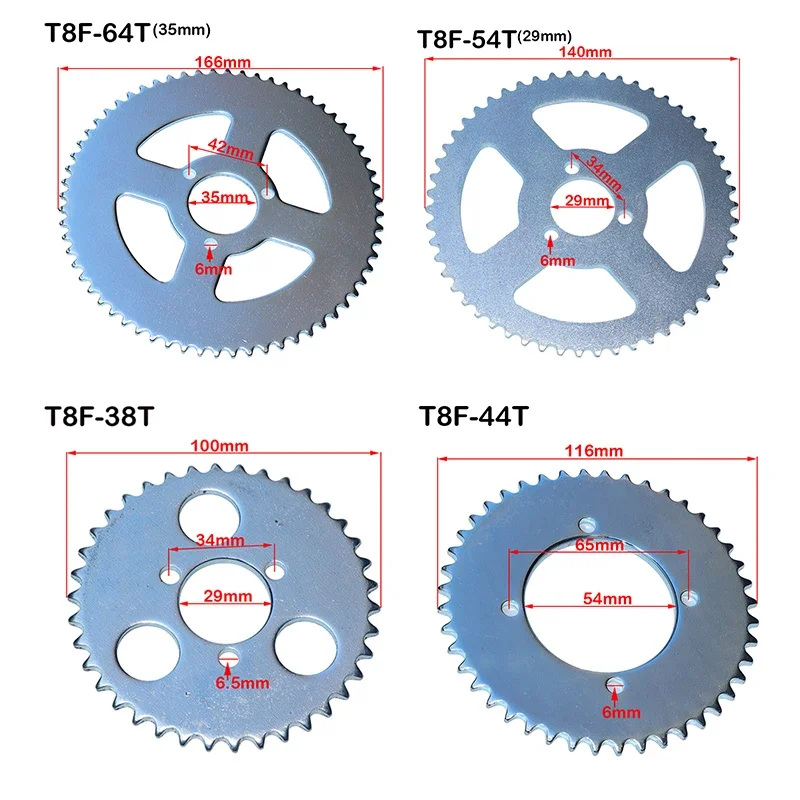 38 44 54 58 64 74 Tooth 44T 54T 58T 64T 74T T8F 35MM Rear Sprocket Mini Moto ATV Quad Dirt Pit Pocket Bike Cross 47cc 49cc Parts