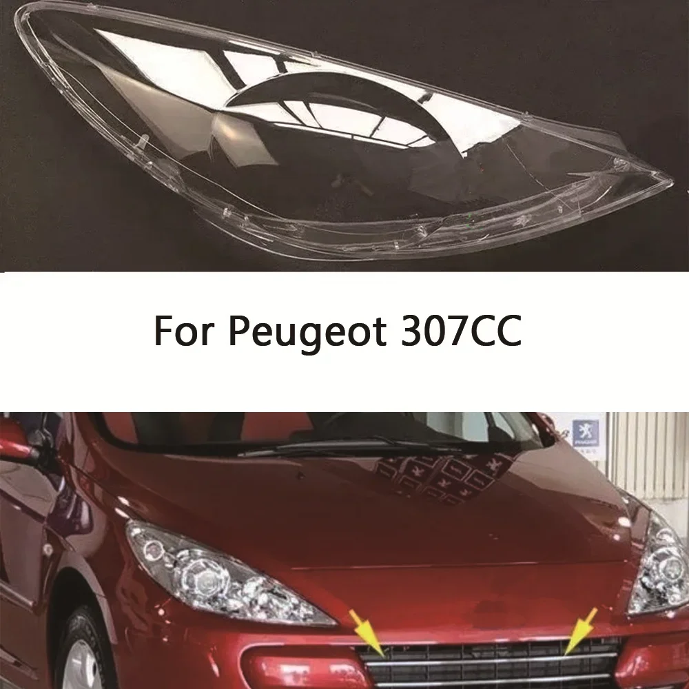 

HTTCCY Front Car Headlight Cover For Peugeot 307CC front Headlight Cover Lens Shell Glass Lampcover Lampshade Headlamp