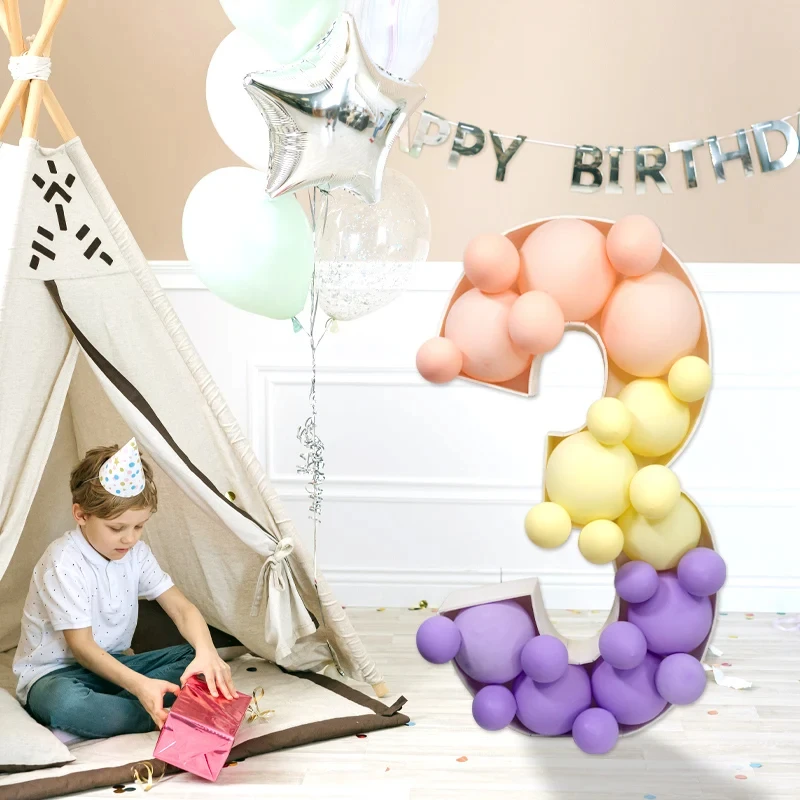 93cm Giant Figure Balloon Filling Box Birthday Balloon Number 0 1 2 3 Balloon Frame Anniversary Baby Shower Home Party Decor