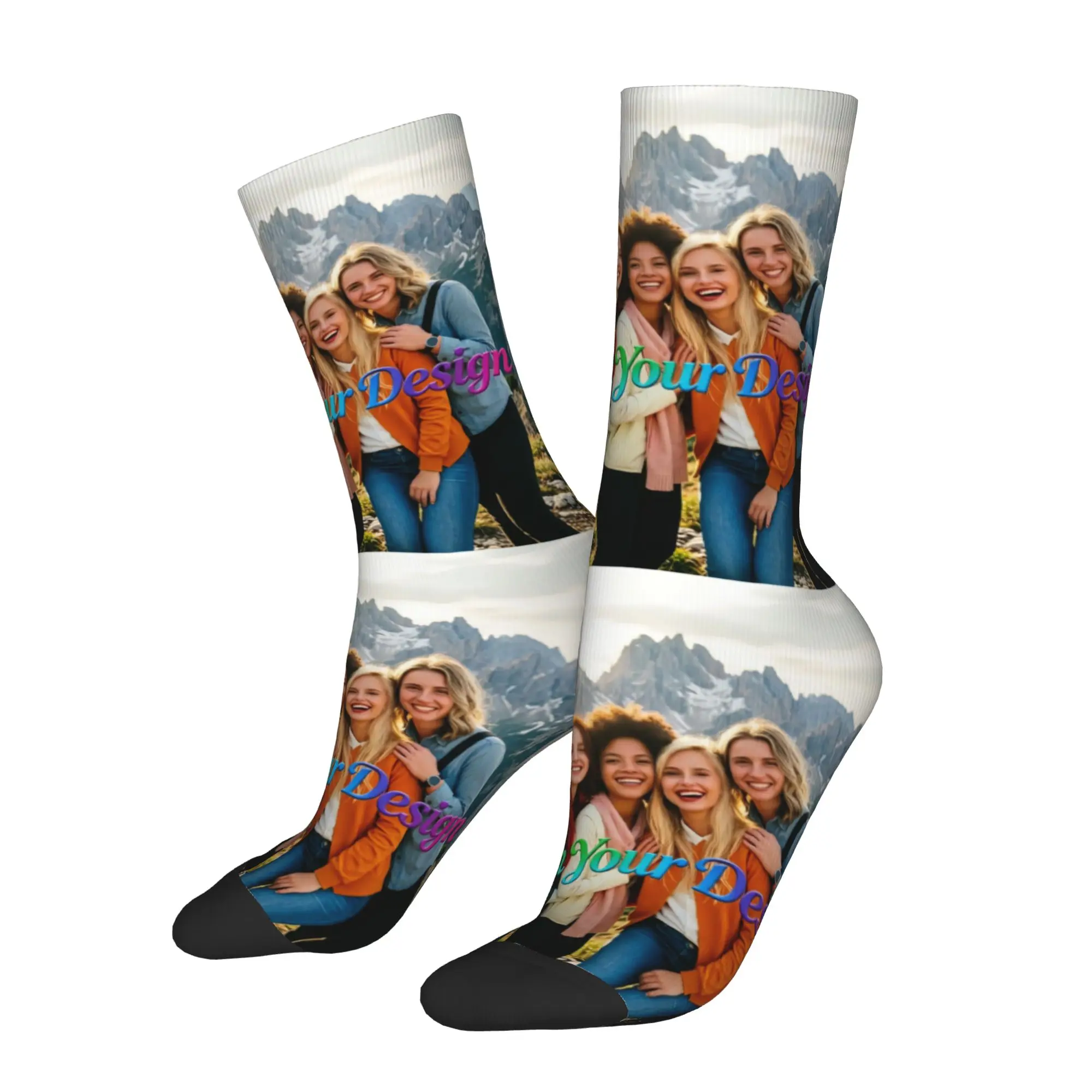 Custom Your Design Men's Crew Socks Unisex Fashion 3D Printing Customized Logo Printed Dress Socks