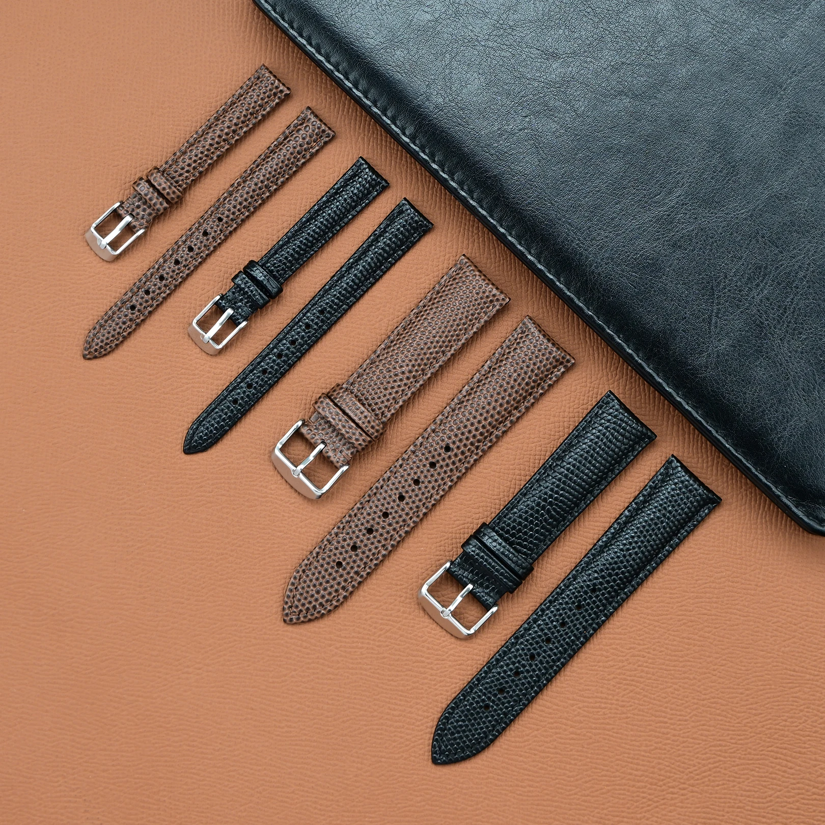 Lizard Texture Leather Watchband Pin Buckle Watch Strap for Women12/14/15/16/18/19/20/21/22mm for Feiyada/Mofantuo Museum series