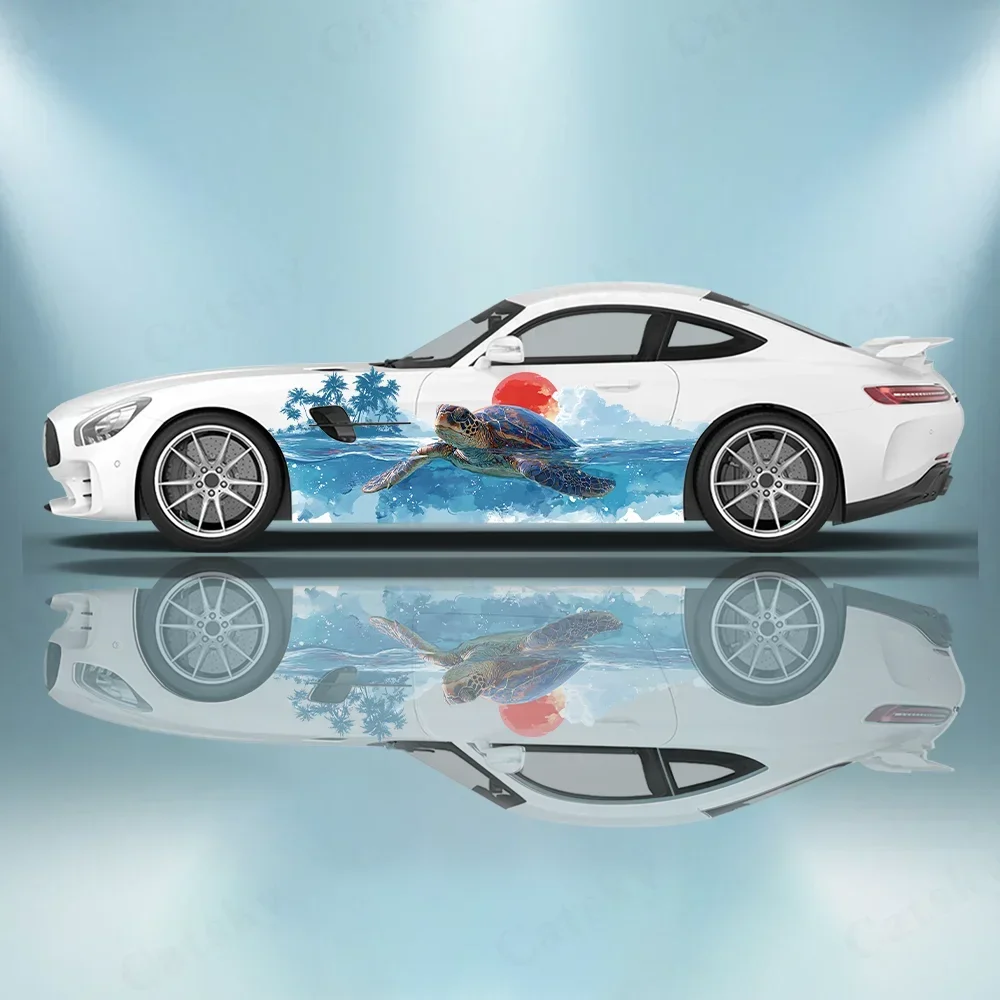 

Летняя приморская черепаха, автомобильная виниловая наклейка, самоклеящаяся ПВХ наклейка против царапин, подходит для грузовиков, внедорожников, декор, автоаксессуары