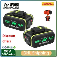 For Worx 20V 6000mAh/6.0Ah lithium-ion battery WA3553 WA3551 WA3572 WA3553 WX390 WX178 WU268 drill bit battery