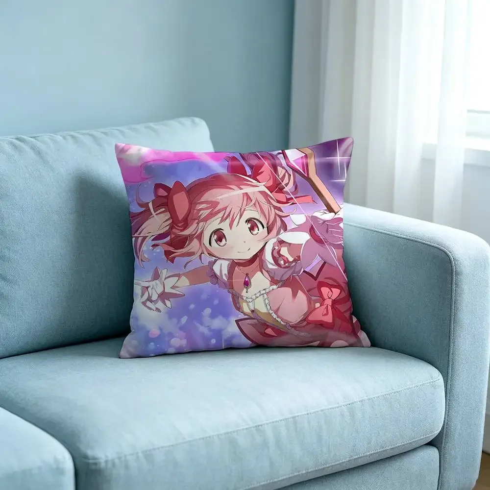 Anime-Puella-Magi-Madoka MagicaS Cute Customizable Square Pillowcases, Stylish And Soft, Perfect For Beds, Cars, And Sofas.