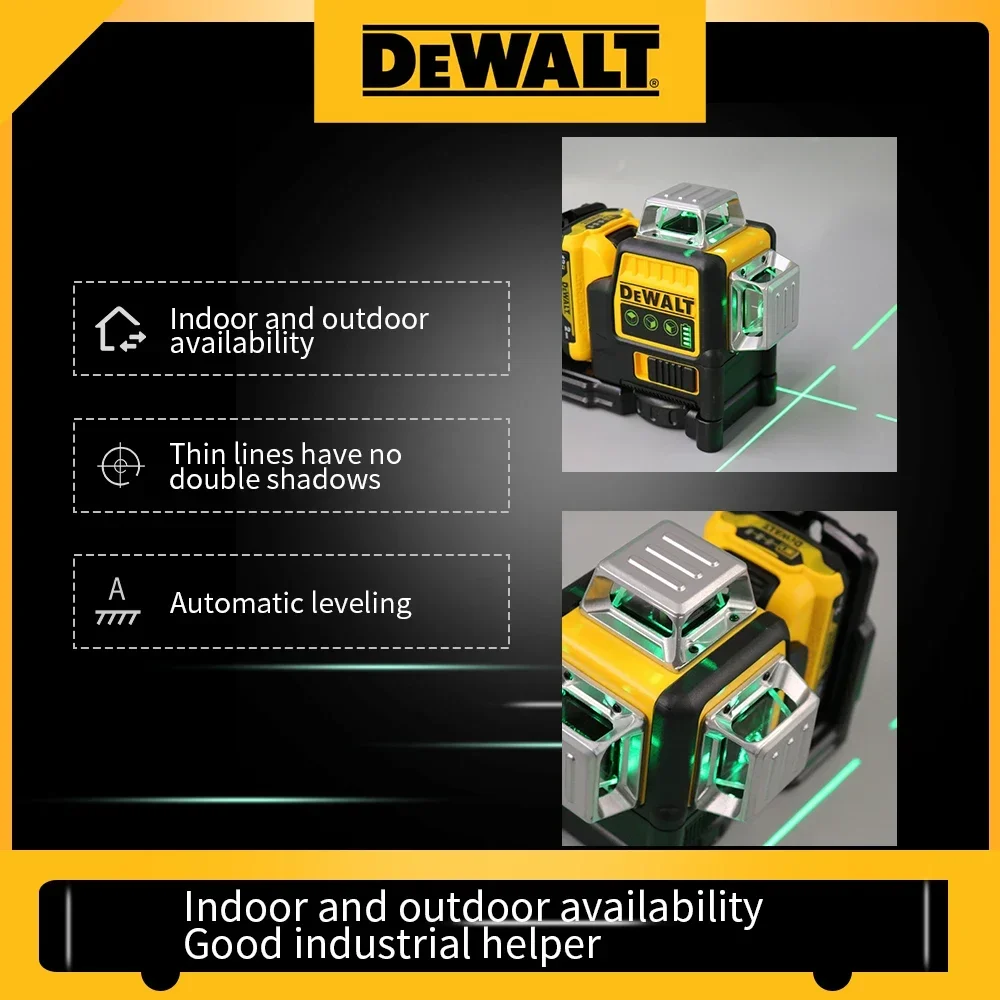 Dewalt DW089LG 3 Sides * 360 Degree Level Measuring Instrument 12V Battery Outdoor  Level  Bright Green Light Electric Tools