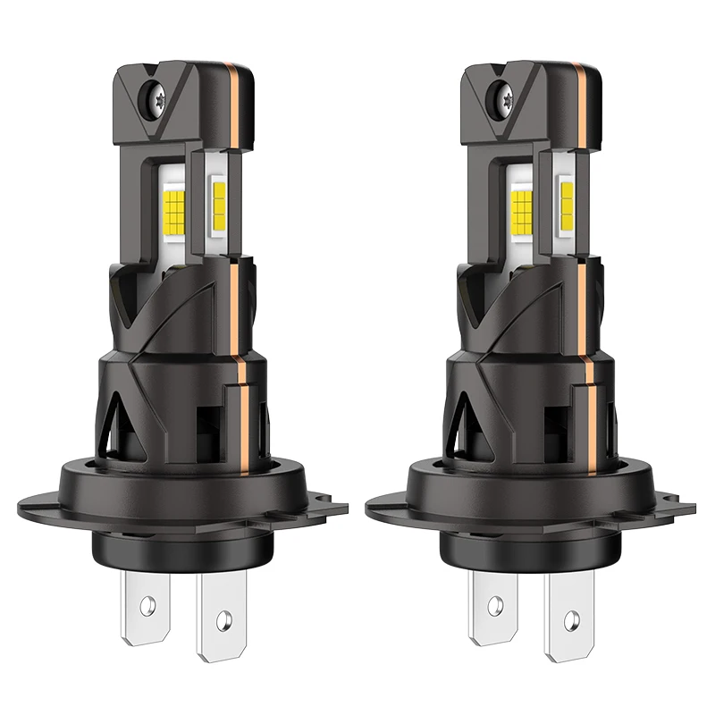 Bullvision H7 Gniazdo LED do reflektorów samochodowych 300W Wysokowydajna Turbo Żarówka 6000K 3-stronny Chip Mini Bezprzewodowa Lampa LED z Wentylatorem 12V — 2