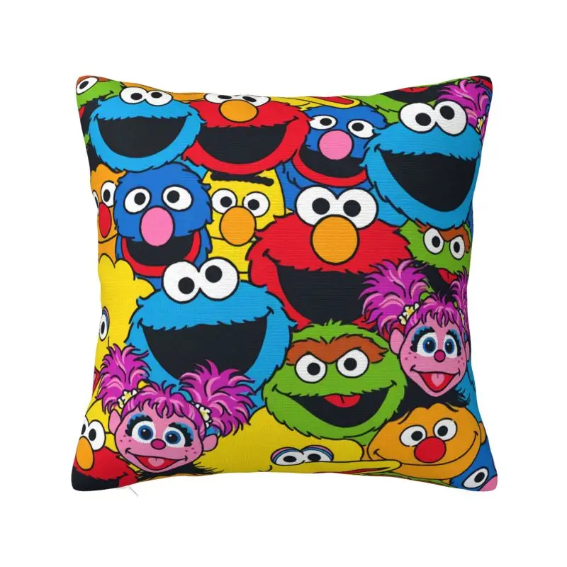 Sesame Street Cookie Monster Pillow Case 45x45cm Sofa Happy Elmo Nordic Cushion Cover Car Pillowcase