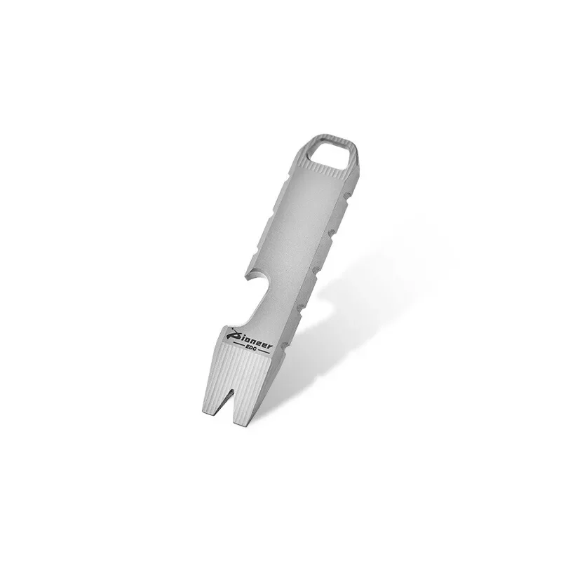 FEGVE Titanium Mini EDC Pry Bar Mini Crowbar Multi-tool Portable Pocket Keychain 1.7in