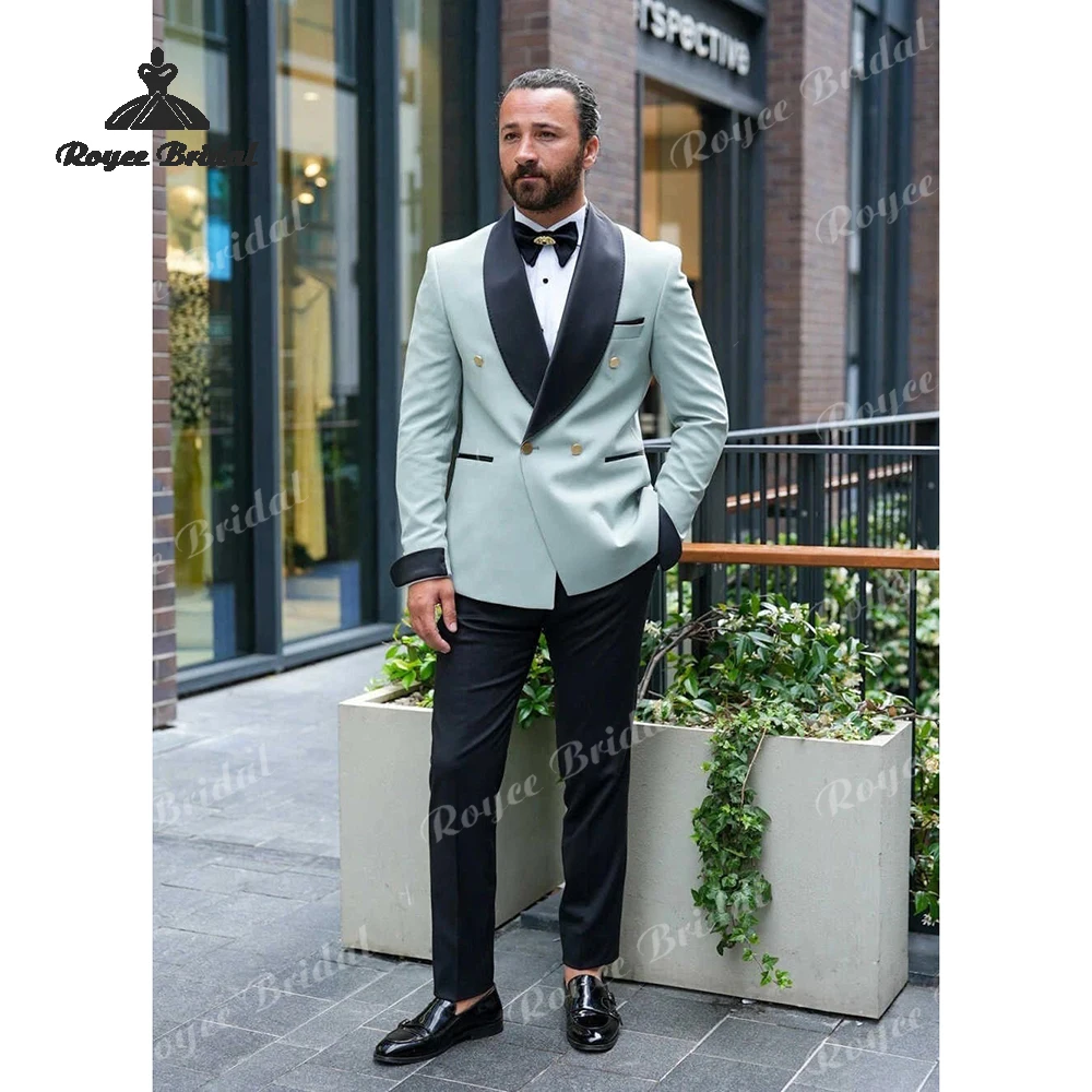 Shawl Collar Two Piece Double Breasted Wedding Men's Suits 2026 Casual Prom Business Suits costume homme mariage