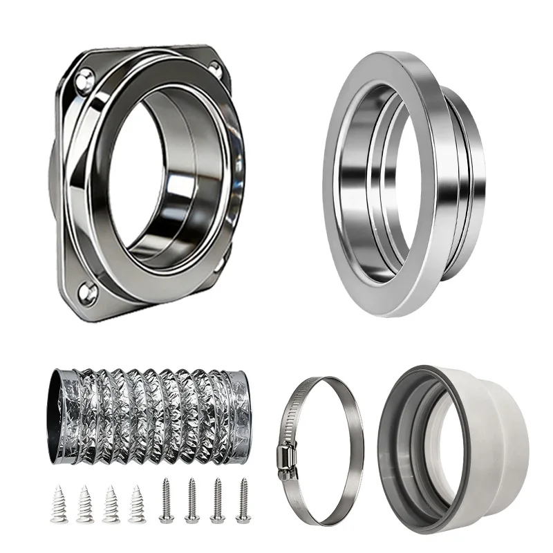 4in Magnetic Dryer Vent Connector Kit Stainless Steel Quick Connect Coupler with Aluminum Foil Hose and Reducer