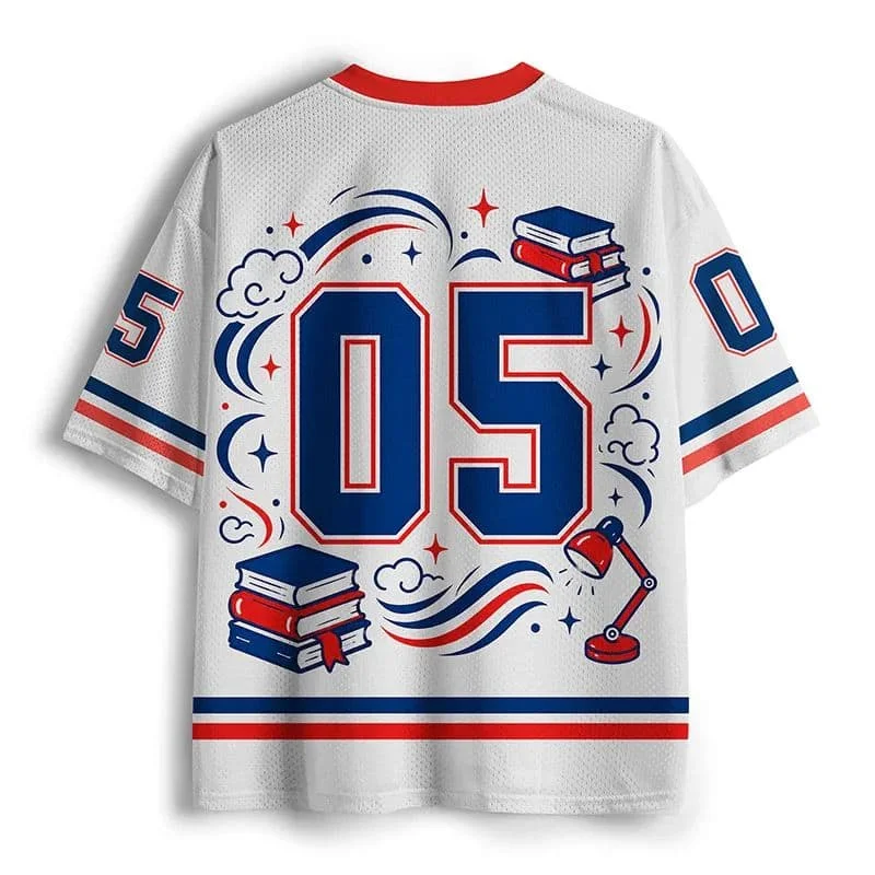 2026 Popular V-neck Mesh T-shirt with Fun Printed Short Sleeved T-shirt, Retro Streetwear, Loose Oversized Sports Mesh T-shirt