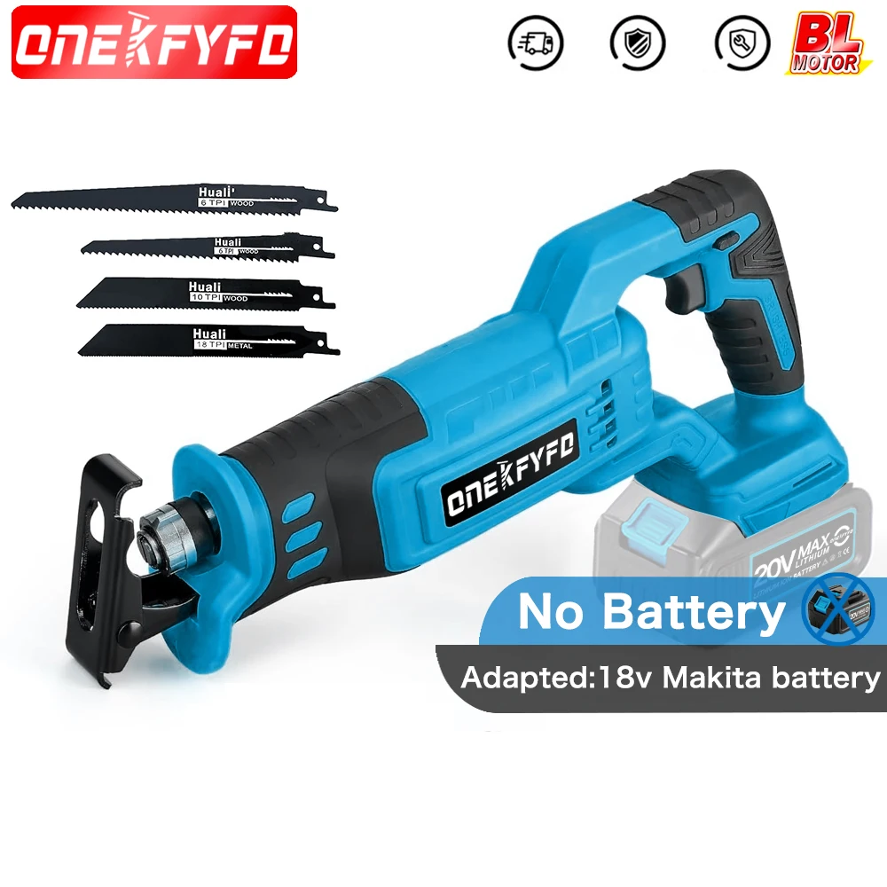 

12000RPM Portable Electric Reciprocating Saw Cutting Brushless Saw Power Tools with 4pcs Saw Blades for Makita 18V Battery