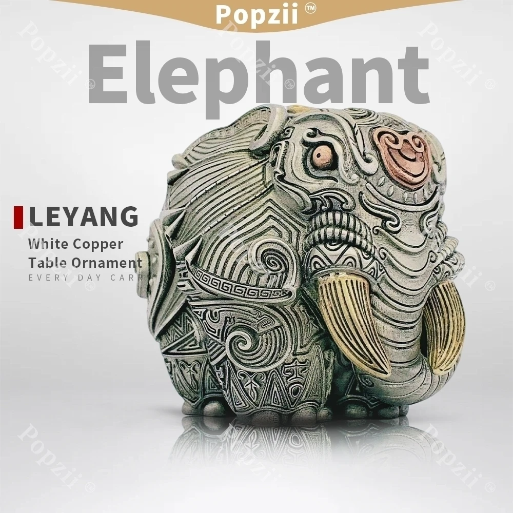 LEYANG Elephant White Copper Carving EDC Table Ornament Adult Sensory Toys Cool Gadget