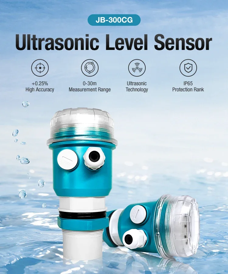 4-20mA Ultrasonic Water Level Sensor Water Tank Level Gauge Level Measuring Instruments Transmitter