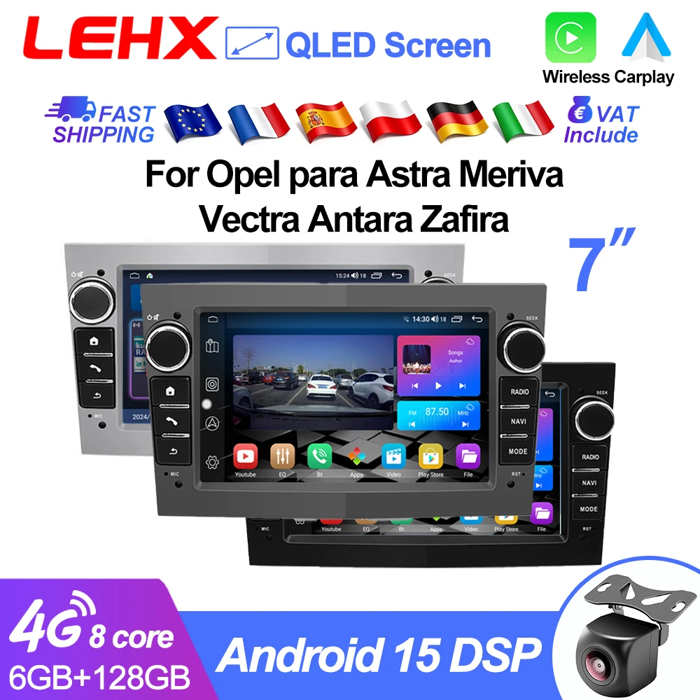 LEHX L6PRO 2Din Android 15 Carplay Autoradio Stéréo pour Opel Astra H G J Zafira B Corsa D C Antara Vectra Vivaro GPS