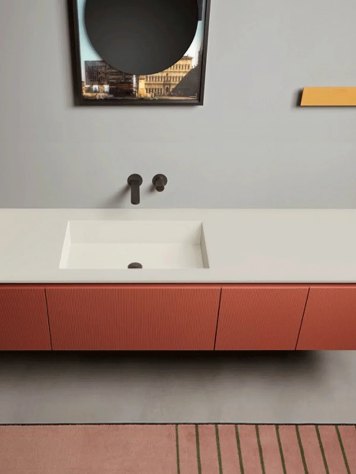 Integrated basin bathroom cabinet combination simple washbasin washbasin solid wood