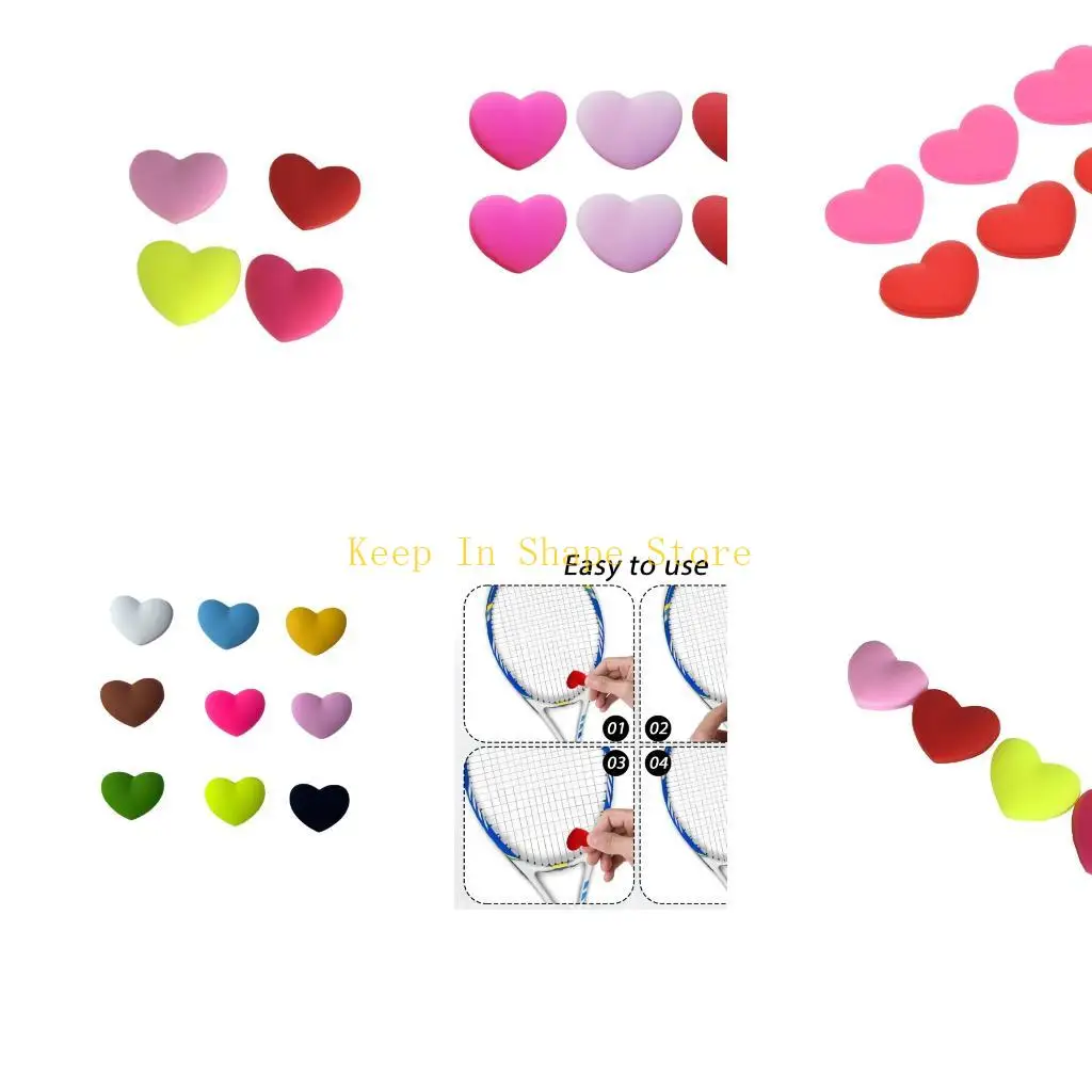 

U1JC 8 шт. Силиконовые виброгасители в форме сердца для управления теннисными ракетками