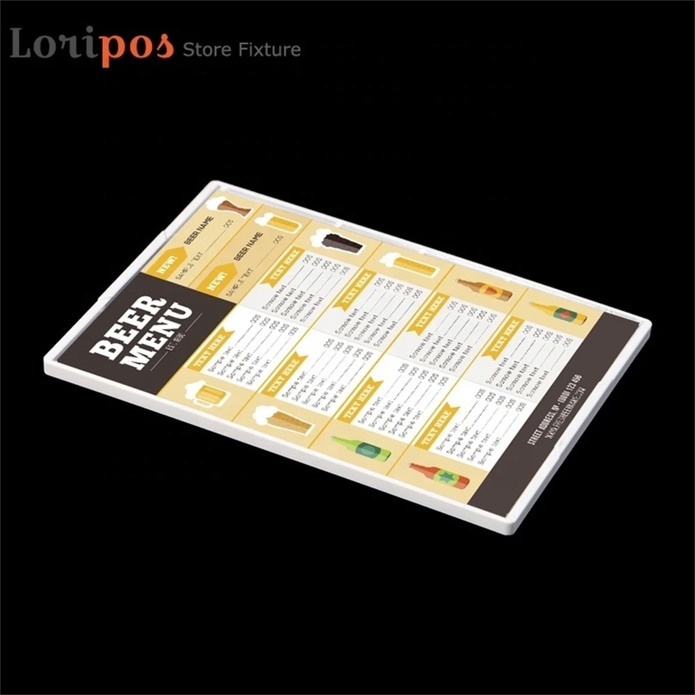 A5 Plastic Photo Picture Ticket Stand Desk Sign Price Tag Display Label Holder White Wall Mounted Frame