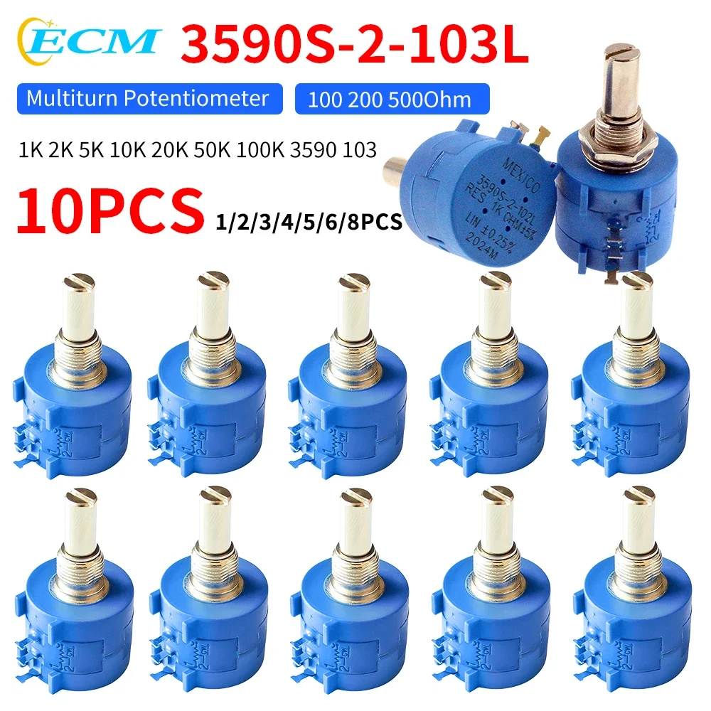 1/5/10PCS 3590S-2-103L 103 102 104 503 3590S 10K 1K 100K 50K 옴 정밀 멀티 턴 전위차계 10 링 가변 저항기