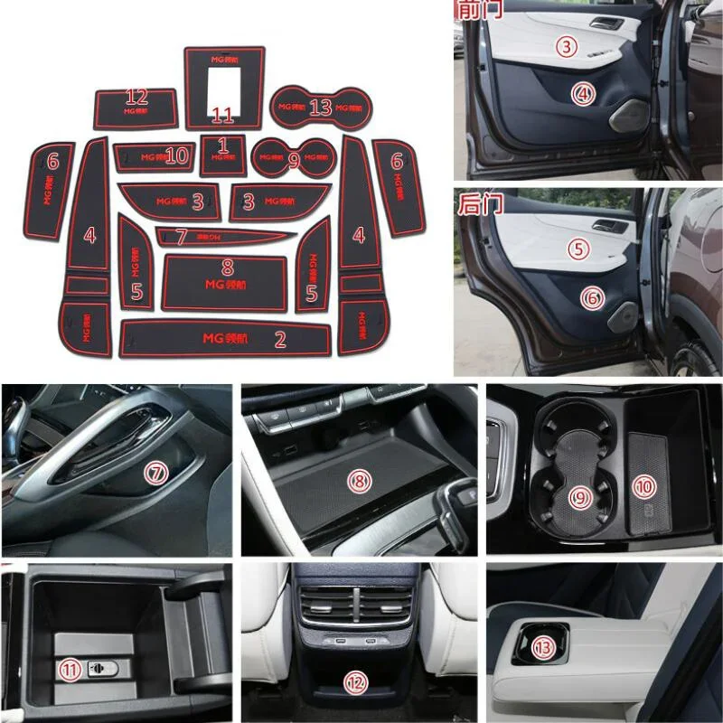 Door Groove Mat Car Gate Slot Pad Cup Armrest Storage Anti-Slip Mat For MG Linghang