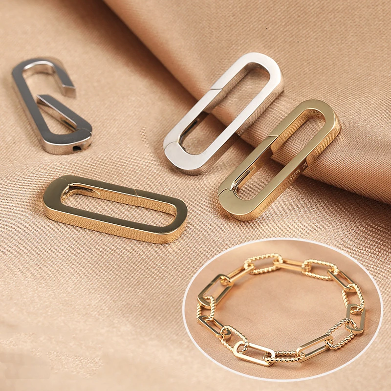 wholesale DIY handmade component connector findings fine 9K real gold U shape paper clip clasp for necklace bracelet making