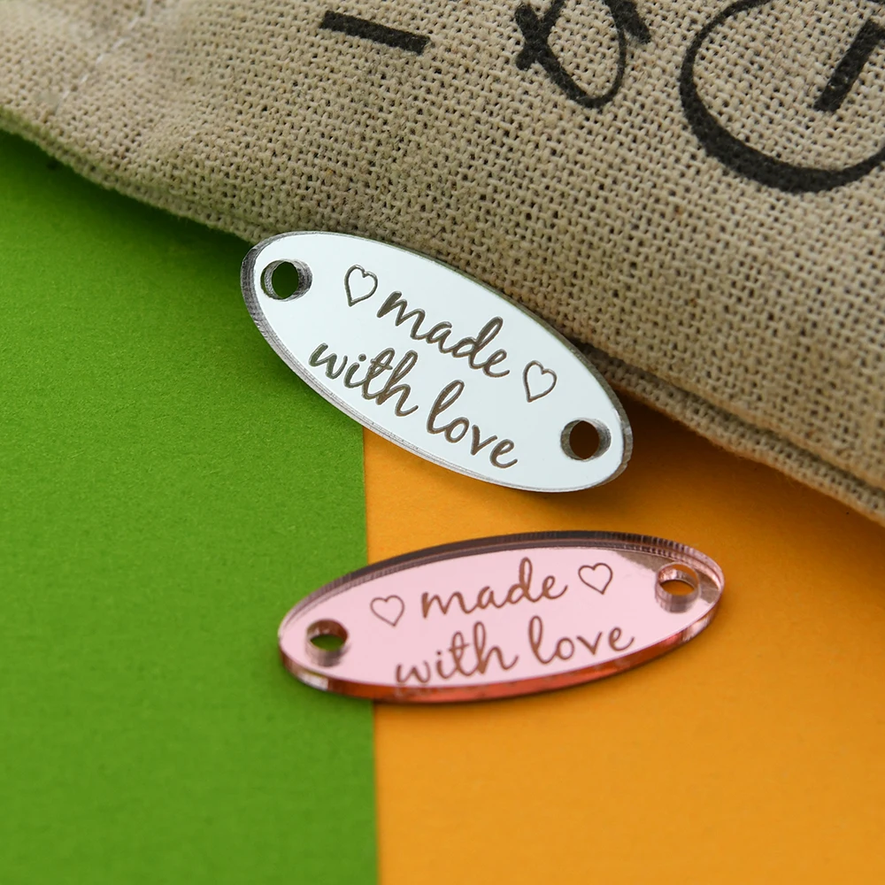 

Custom Mirror Acrylic Tags 0.49"x1.18" Oval Laser Engraved Eco-Friendly Personalized For Clothing Hats