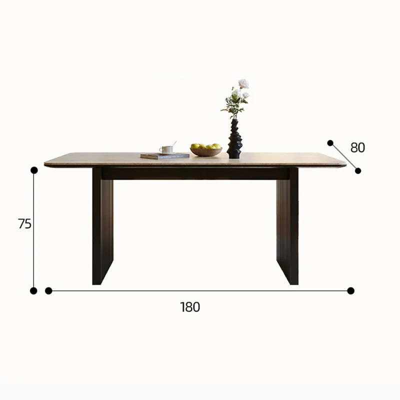 French Vintage Rock Plate Dining Table Italian Minimalist Solid Wood Designer Dining Table Simple Home Furniture Esstisch FYDT image 6